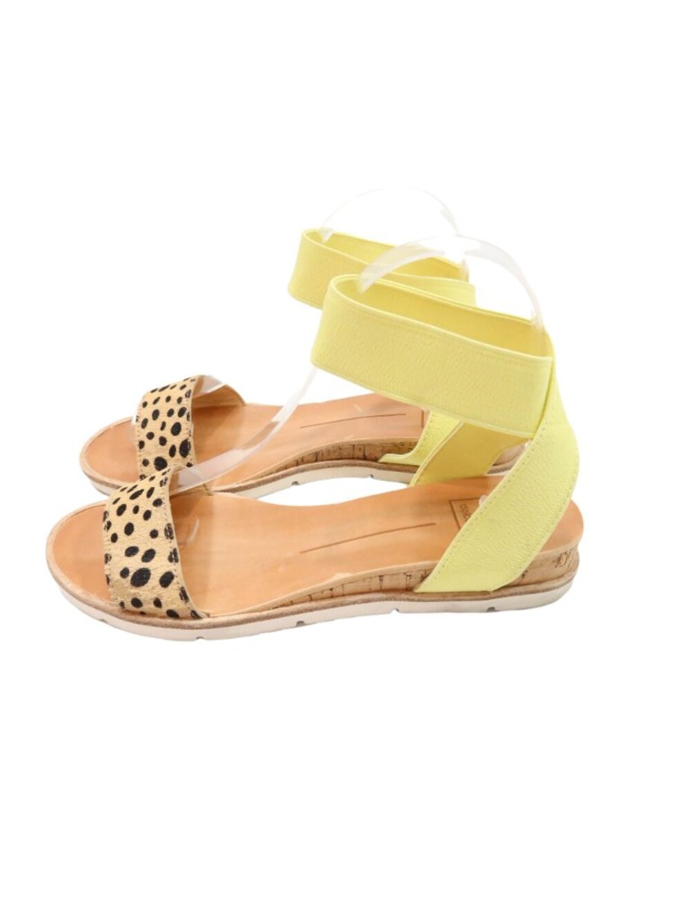 DOLCE VITA Size 6.5 M VIVIAN Neon Yellow Leopard Calf Hair Low Wedge Sandals - Picture 3 of 9